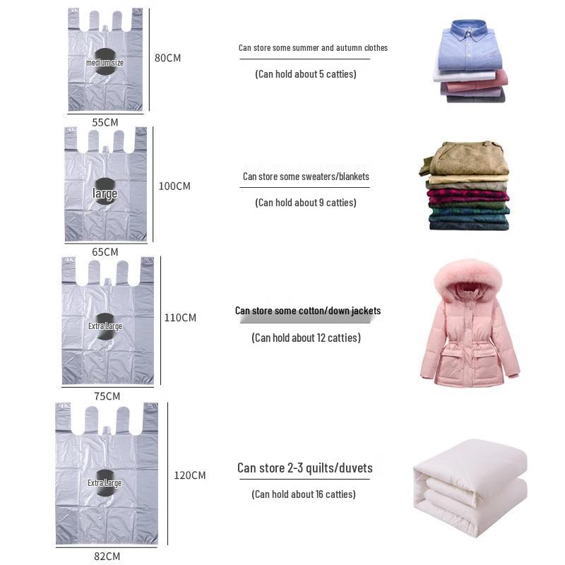 Silbergrauer XL Staubdichter Kleideraufbewahrungsbeutel aus Kunststoff mit Griffen