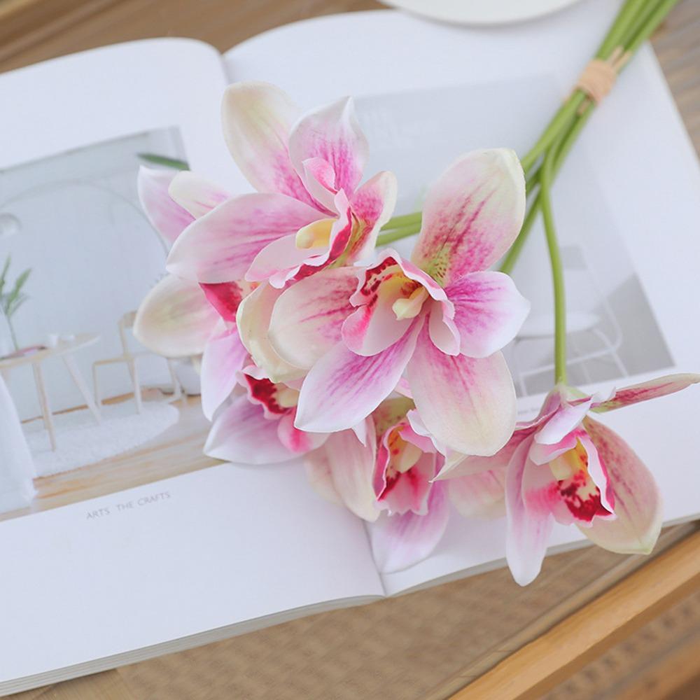 

6 шт. Реалистичные искусственные цветы цимбидиума 6 головок ветки магнолии декор для сада на открытом воздухе Style 2