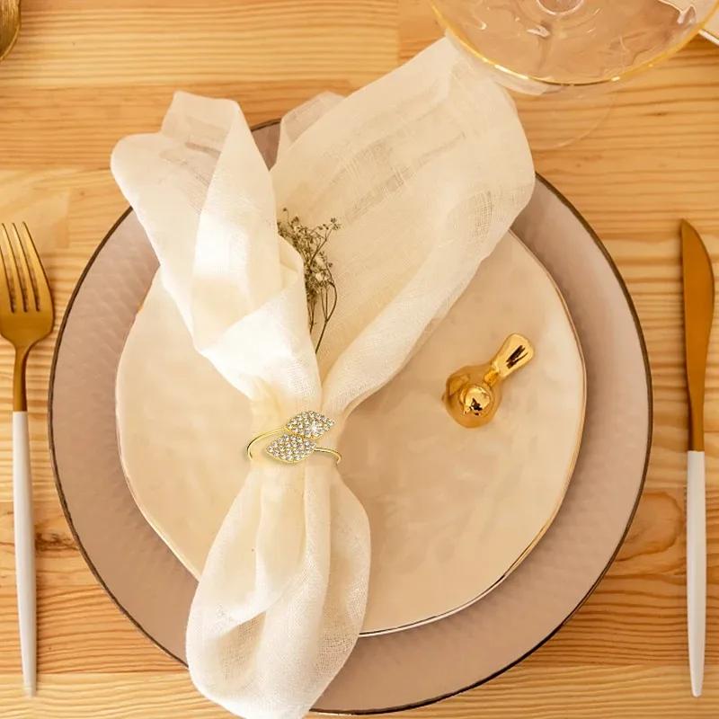 1-50PCS Leaves Napkin Rings Elegant Gold Sliver Leaf Napkin Buckles Holder for Birthday Wedding Party Dinner Table Decor