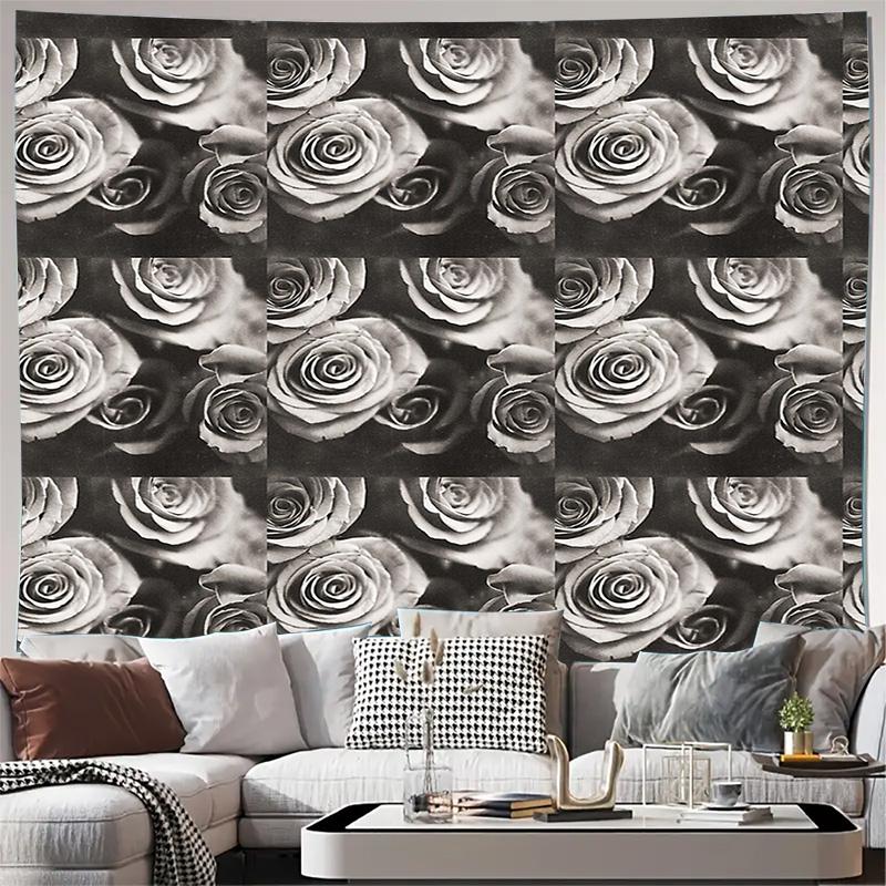 

Bohemian Tapestry Floral Wall Hanging Nature Rose Pattern Home Decor Aesthetic Room Decor Large Wall Art Bedroom Living Room Dec 74x94cm(29x37in)
