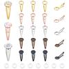 20PCS 5 Color Brass Snap Hair Clip Findings, with 20PCS Glass Cabochons, Mixed Color, 57x22x2mm, Inner Diameter: 20mm