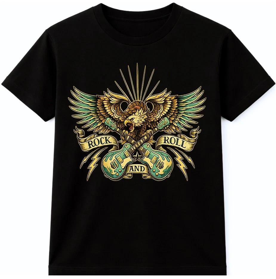 Eagle Guitar Wings T Shirt Rock N Roll Electric Guitar Music Graphic Tee 3XL