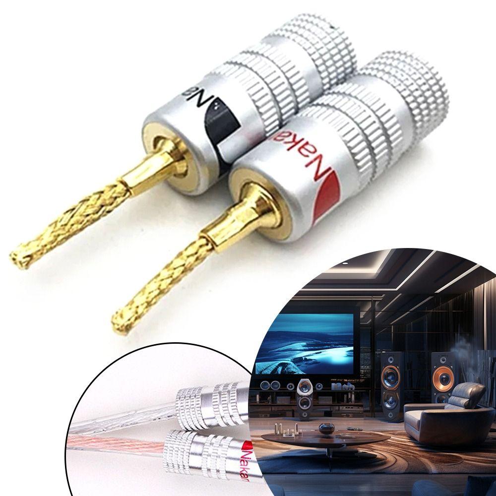 24K Musical Sound Banana Plug Pin Screw Type for Speaker Wire Speaker Wire Cable Connectors Gold Plated with Screw Lock