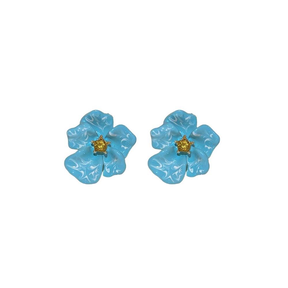 Ear Accessories Blue Flower Earrings Korean Style Flower Stud Earrings Flower Ear Studs  Party