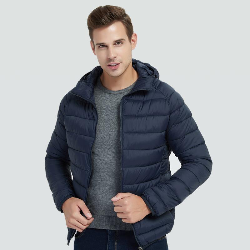 Cotton-padded Jacket Men's Winter Cotton-padded Jacket Stand-up Collar Hooded Padded Jacket Men's Lightweight Warm Jacket