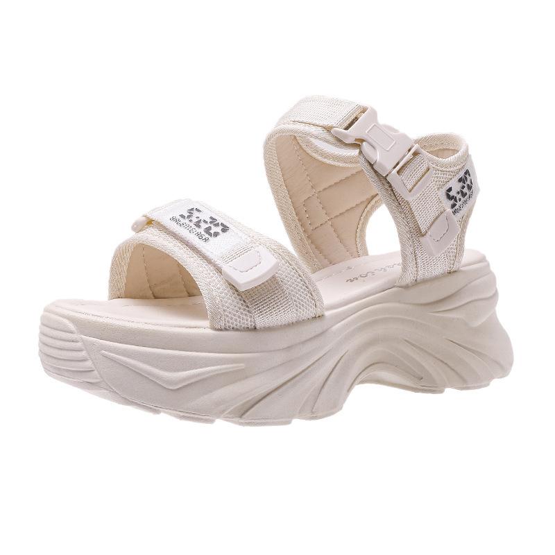 Sports sandals women's summer 2025 new beach casual shoes sponge cake thick sole high heel soft sole inner height increase