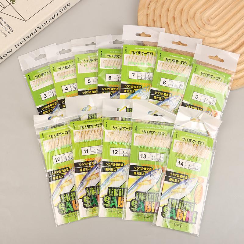 10 Stück/Packung Weißer Fischhaut Bionischer Vorfachhaken Apollo Uki Uki Sabiki Weiße Fischhaut Fisch Angelhaken Angelhaken Angelwerkzeug