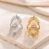 Stylish Stainless Steel Fan-Shaped Adjustable Open Ring for Couples