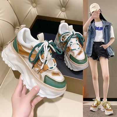 New Women Shoes New Chunky Sneakers Casual Vulcanized Shoes Woman High Platform Sneakers Lace Up For Woman Autumn Female