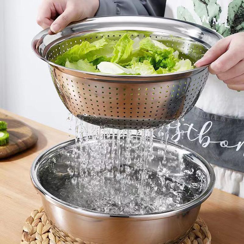 3Pcs Stainless Steel Vegetable Slicer Grater Tool Potato Shredder Mandoline Slicer Food Processor with Drain Basket Anti Cut Hand Guard Kitchen Gadget