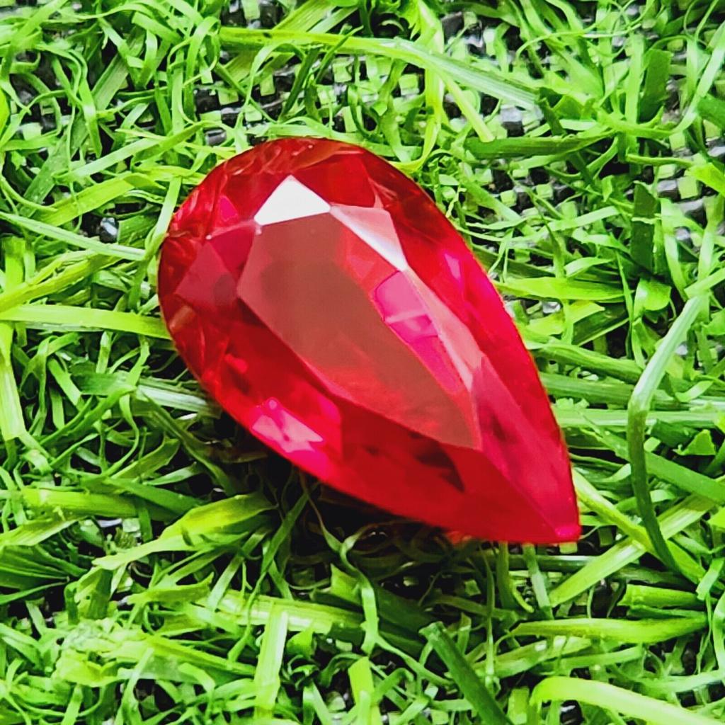 24.90 Ct Heated Ceylon Red Ruby Pear Cut Faceted Loose Gemstone