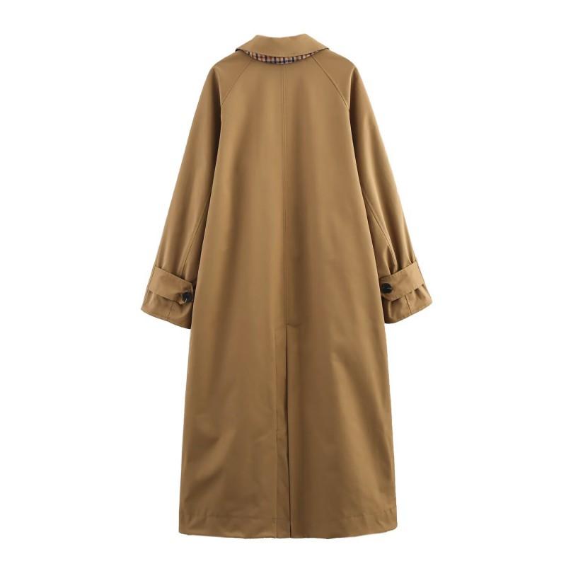 Womens Reversible Double-Sided Trench Coat Long Sleeve Street Style Windbreaker Fall 2025