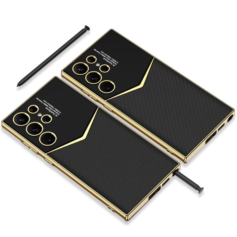 Premium TPU Soft Case Galaxy S23 Ultra Carbon Fiber Texture Leather-Like Finish Shockproof Protection