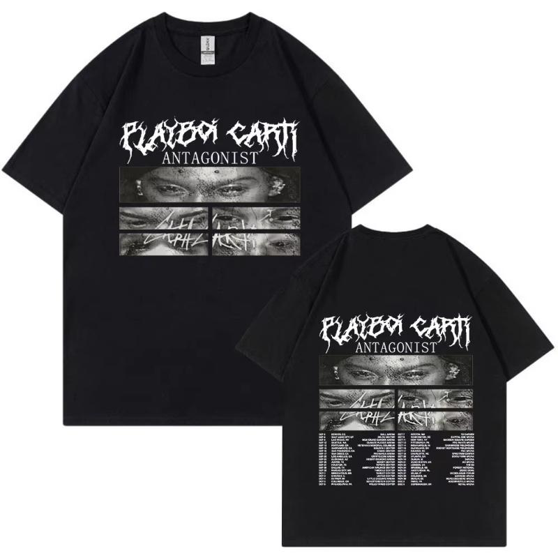 Rapper Playboi Carti Antagonist Tour Tshirt 2023 Concert Fans T Shirt Unisexs Fashion Hip Hop Short Sleeve Oversized Tshirts