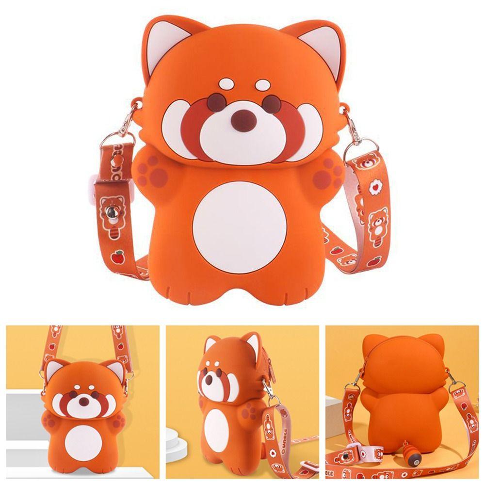 Creative Silicone Crossbody Bag Red Panda Pattern 3D Cute Shoulder Bags Adjustable Strap Waterproof Silicone Cartoon Handbag