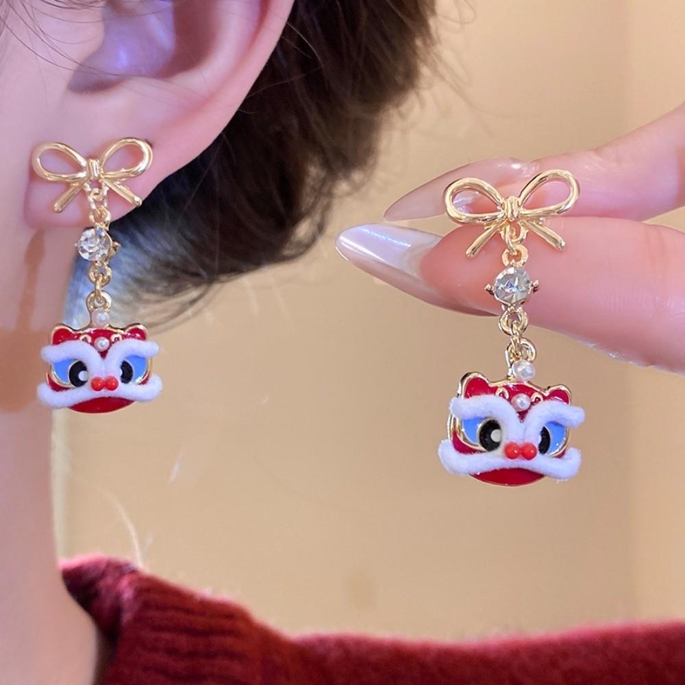 Awakened Lion Lion Dance Ear Studs Year of Horse Drop Earrings  Fashion Jewelry