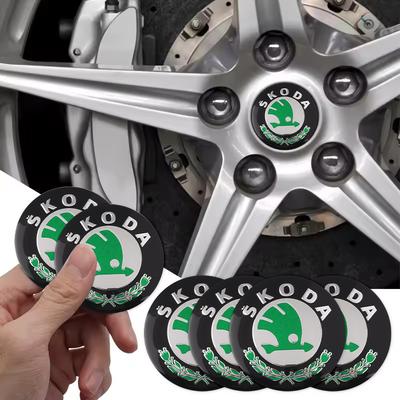 4 Piezas 56MM Tapas Centrales de Rueda de Coche Pegatina Cubiertas de Llanta para Octavia Fabia Kamiq Kapoq Kodiaq Rapid Superb SCALA