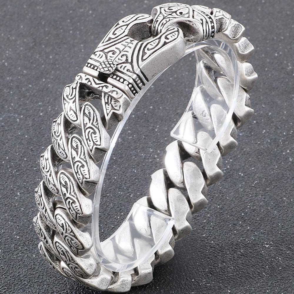 Brățară Cool Greu Solidă din Oțel Inoxidabil pentru Bărbați Masivă Lățime 20MM Lanț Stil Totem Brățări Moto pentru Bărbați 4 Culori Disponibile