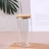 Tasse en verre de 16 oz avec couvercle et paille transparente, tasse à thé aux bulles, canette de bière en verre, tasses à moka au lait, tasse de petit-déjeuner, verres