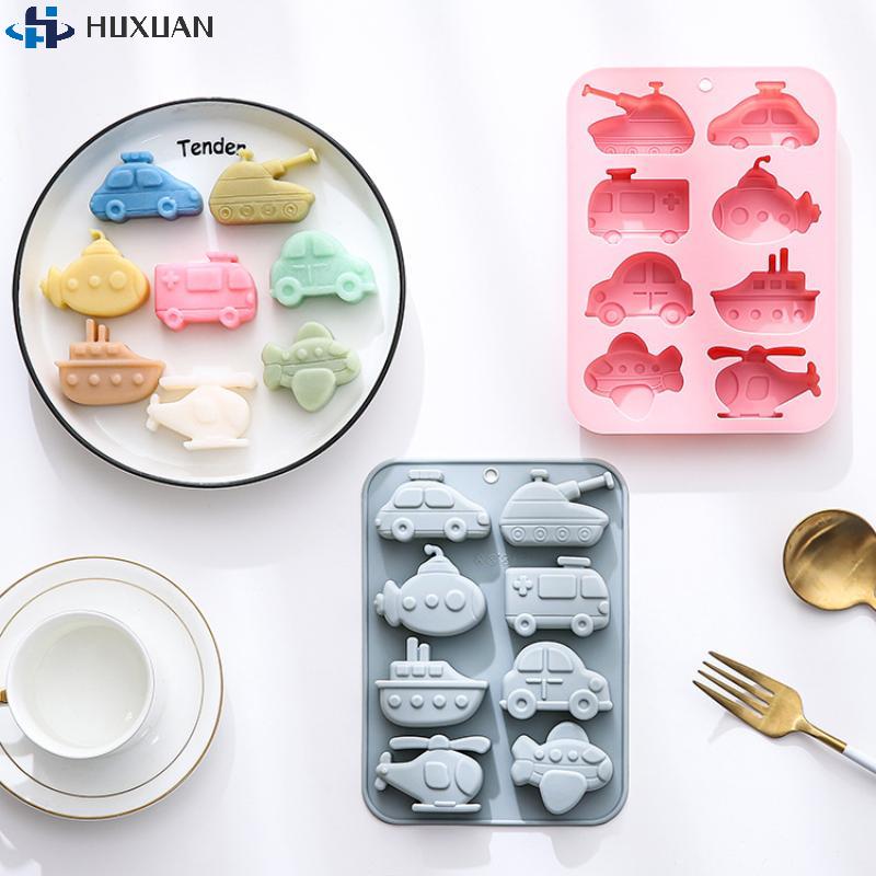 1PCS 8 Cavity Silicone Molds Transportation Theme - Car Airplane Ship Shaped Candy Chocolate Baking Mold Kitchen Accessories
