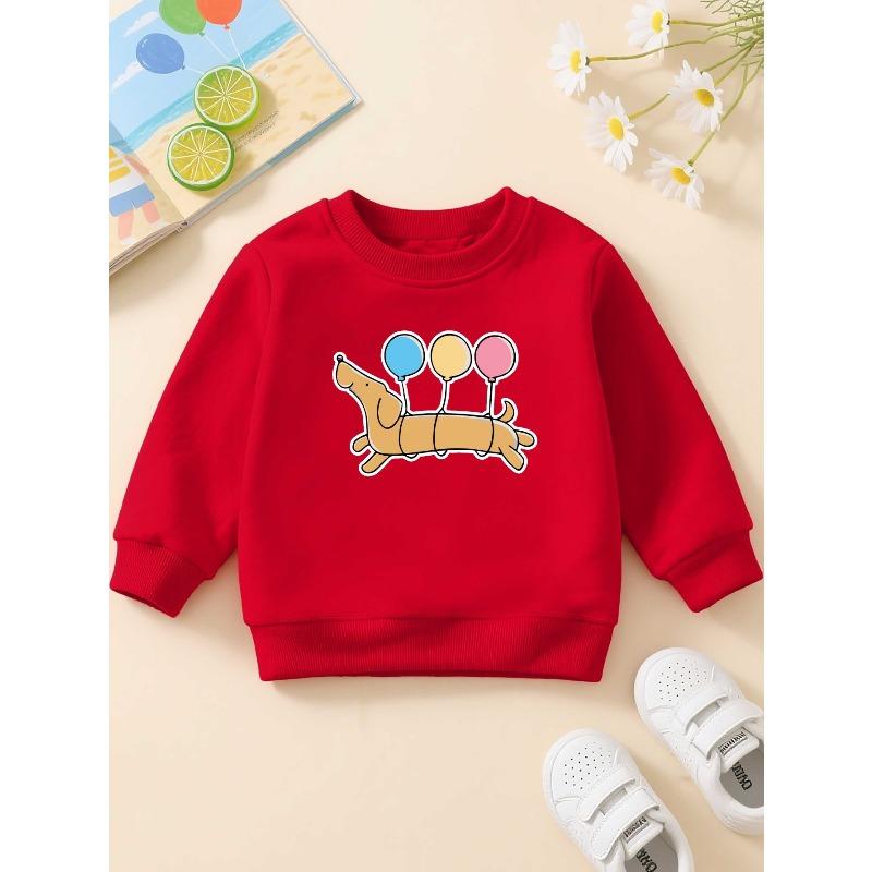 European sizes Balloon Puppy children's crewneck sweatshirt, casual long-sleeve crewneck pullover with slightly stretchy fabric