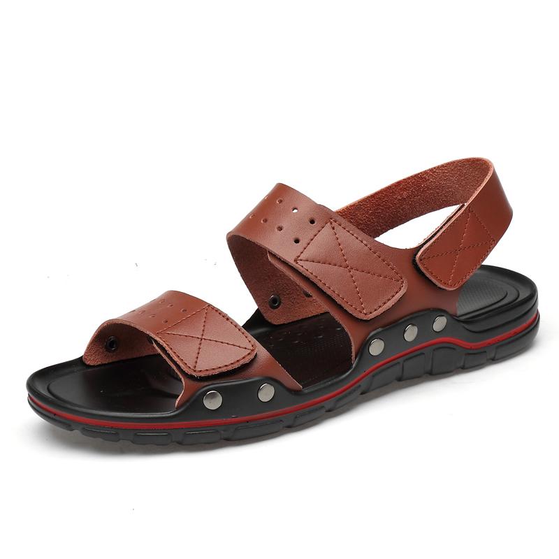 

Мужские новые летние дышащие мужские сандалии, модная трендовая пляжная обувь, тапочки, сандалии, мужские сандалии, летние сандалии из натуральной кожи 39 коричневый