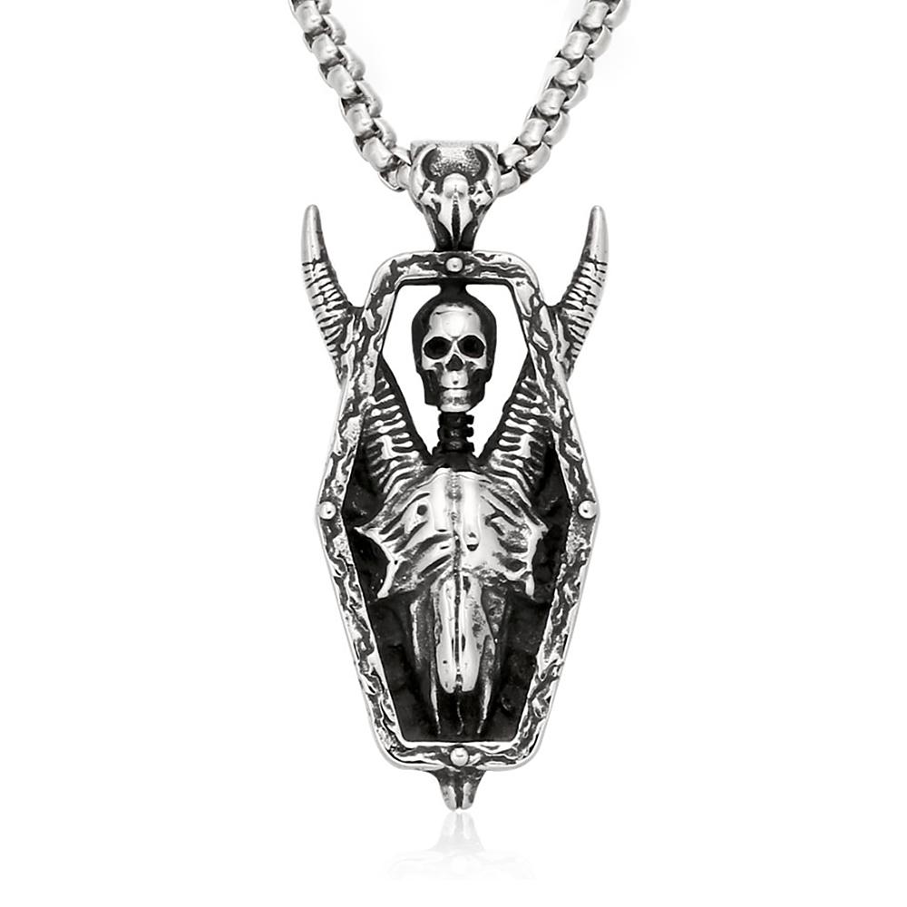Gotische Hip Hop Totenkopf Anhänger Halsketten Für Männer Edelstahl Punk Mode Skelett Halskette Halloween Schmuck Geschenke Großhandel