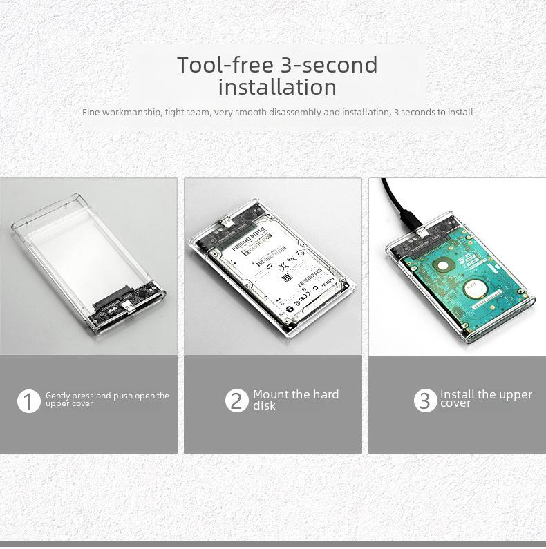 Transparent USB 3.1 Type-C SATA SSD External Enclosure