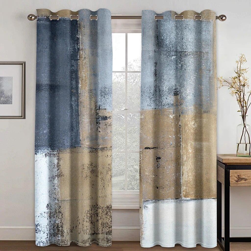 Cheap Modern Green Marble Honeycomb Plaid Gold Leaf 2 Pieces Thin Shading Polyester Curtain Living Room Bedroom Home Decor Hook