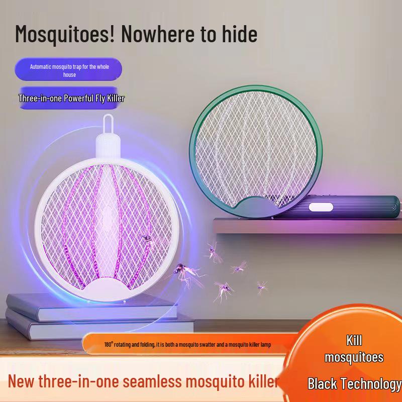 Rechargeable Foldable Electric Mosquito Swatter & Killer Lamp: Durable, Hangable Solution for Effective Pest Control