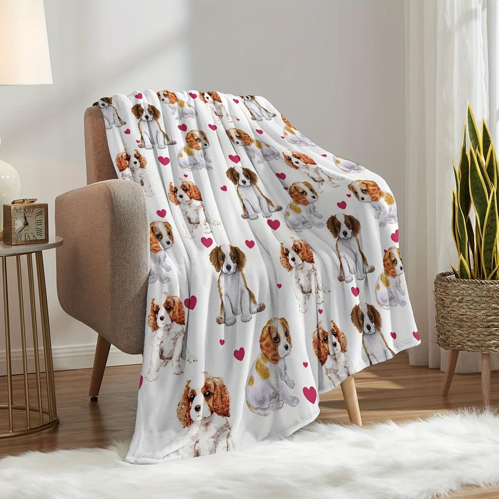 Contemporary Dog Print Flannel Blanket -  Soft All-Season Sofa/Bed/Office & Birthday/Christmas Gifts