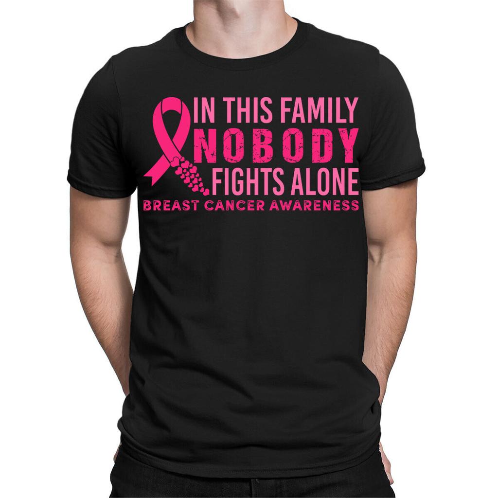 Breast Cancer Awareness Nobody Fights Alone Mens Womens TShirts Tee Top TA38