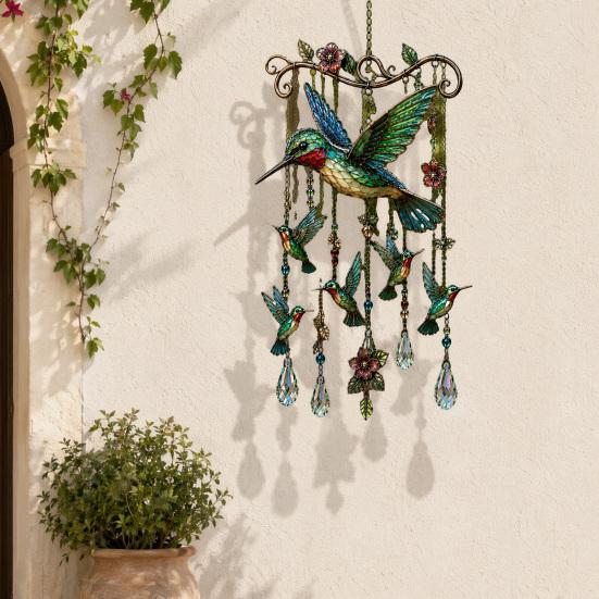 Veranda Hängedekoration Außen Vogel Windspiele, Dekorative Anhänger, Acryl Fenster-Windspiel Hängende Dekorationen für Garten Terrasse Romantische Dekoration