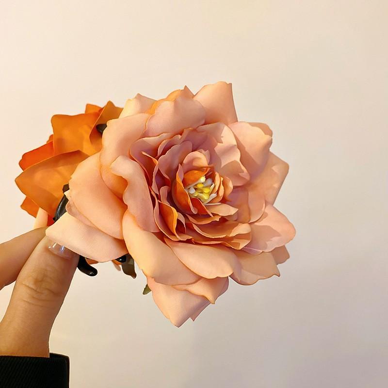 Internet Celebrities with the Same Fabric Flower Hairpin Holiday Wind Sweet Back Head Grab Clip Fashion Niche High-end Hair Accessories Women