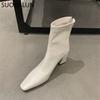 Fashion SUOJIALUN 2024 Winter New Brand Women Ankle Boots Fashion Square High Heel Ladies Elegant Dress Short Boot Round Toe Pumps Shoes