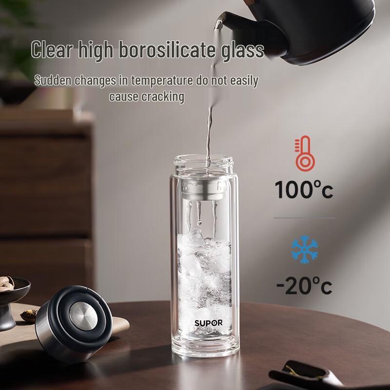 SUPOR Portable Double-Wall Glass Tea Infuser Bottle