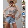 Spring New Style Knitted Sweater Women's Loose Sleeve Crew Neck Hollow Knitwear
