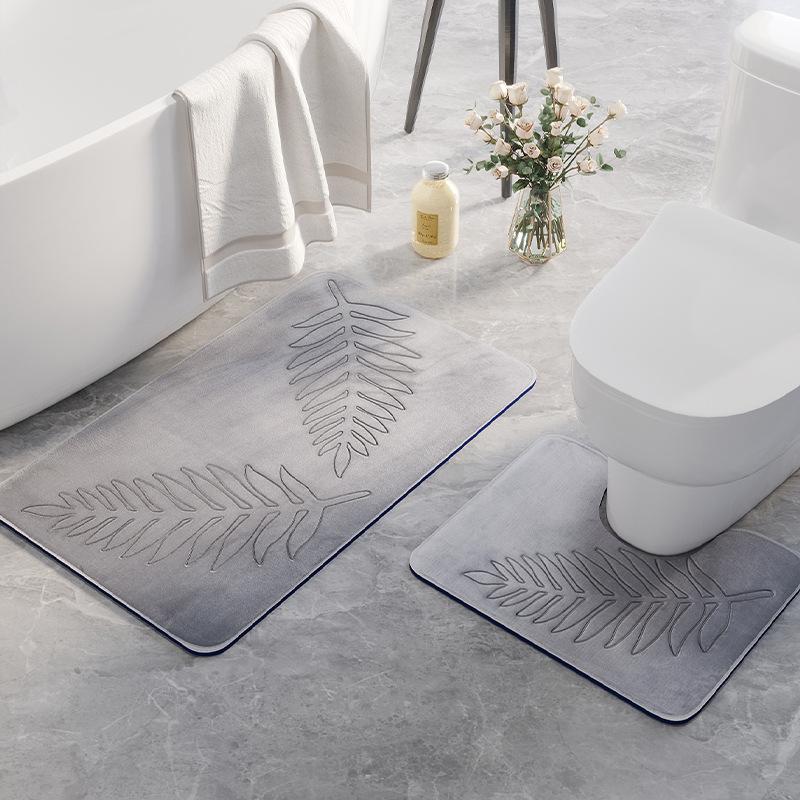 2-delige Blad Geheugenschuim Toilet Vloermat Badkamer Absorberend Antislip Mat Woonkamer Slaapkamer Keuken Entree Tapijt 50x80and40x50cm