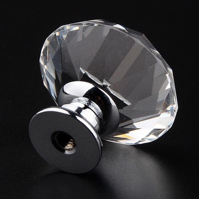 20PCS Drawer Knobs Alloy Anti Oxidation Crystal Shaped Cabinet Handle for Cupboard Home Transparent 30mm