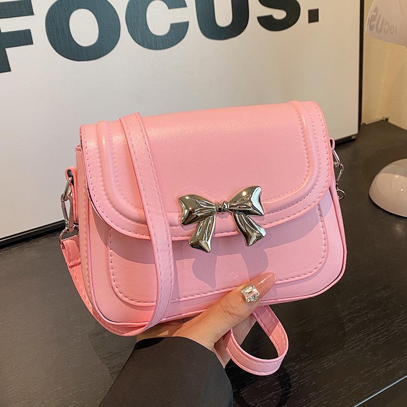 Fashion Women Bow Decor Small Square Crossbody Shoulder Daily Bag
