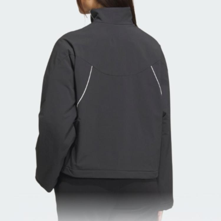 Adidas Casual Sports Series Loose Fit Stand Collar Zipper Jacket Women Jackets Carbon-Black Bright-White JY8062