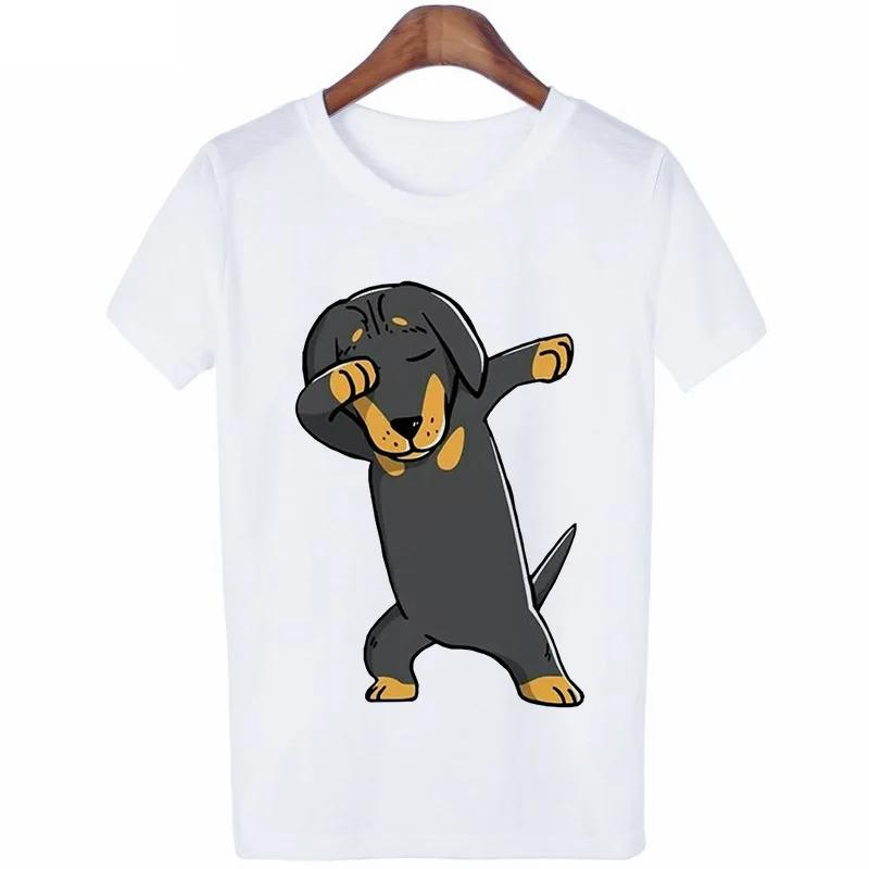 Funny Sausage Dog Print Women's T-Shirt Cotton Short Sleeve Top Harajuku Pattern T-Shirt Kawaii Clothing Casual Loose T-Shirt