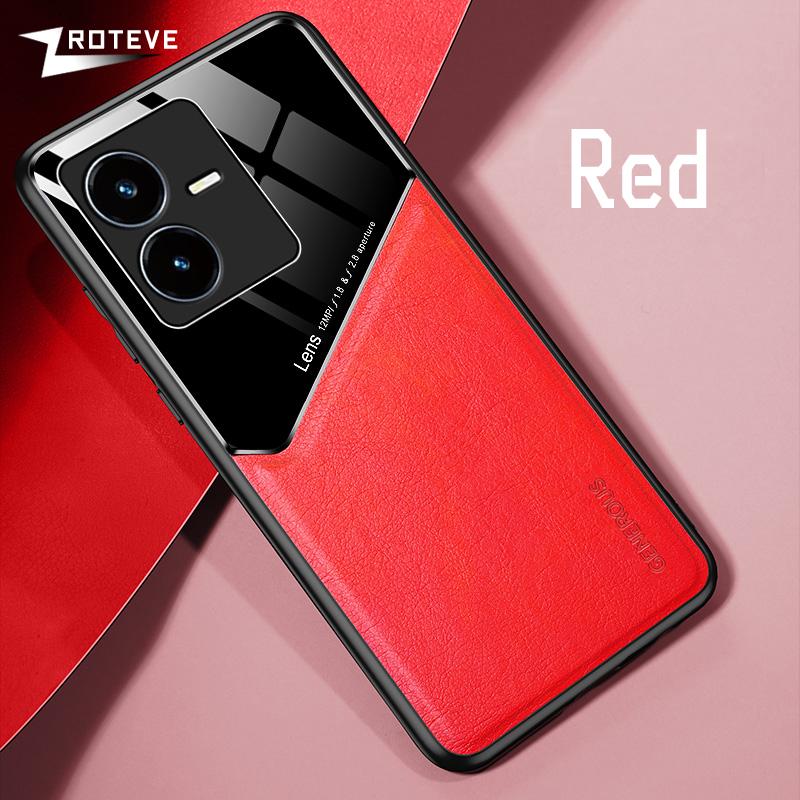 Y22 Case Zroteve PU Leather Car Magnetic Hard PC Cover For VIVO Y22 Y22S Y02S Y21 Y21S Y33S VivoY22 VivoY22s VivoY21 Phone Cases