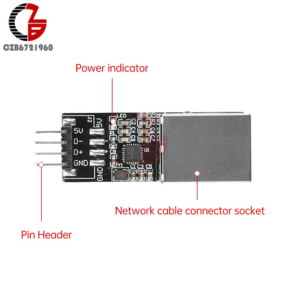 USB To RJ45 Ethernet Interface CH397A Module Type-C/USB/Pin To RJ45 Converter Network Module Microcontroller Program Over