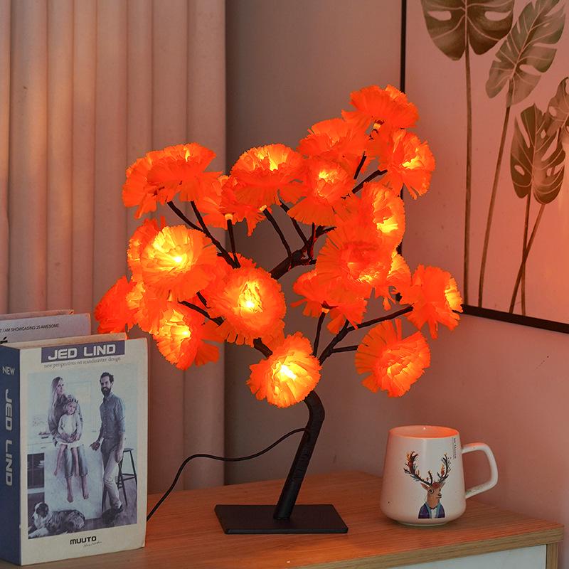 LED Cherry Blossom & Peach Phalaenopsis Table Lamp - Christmas Tree Room Decor Night Light