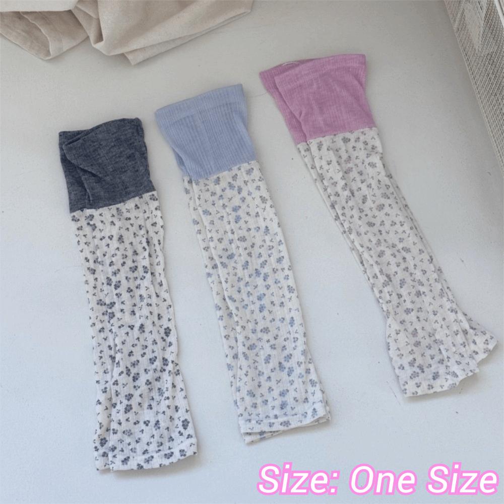 Thin Floral Leg Warmers Soft Breathable Mid Calf Socks New Footed Leg Warmers Women Daily Wear