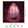 1 Piece Romantic Gothic Window Shower Curtain - Vivid Pink Flower And Bird Pattern, Polyester, Easy Hanging Hook, Bathroom Decor