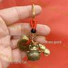 Chinese Style Brass Lucky Cat Keychain Pendant - Fortune Car Charm and Scenic Souvenir