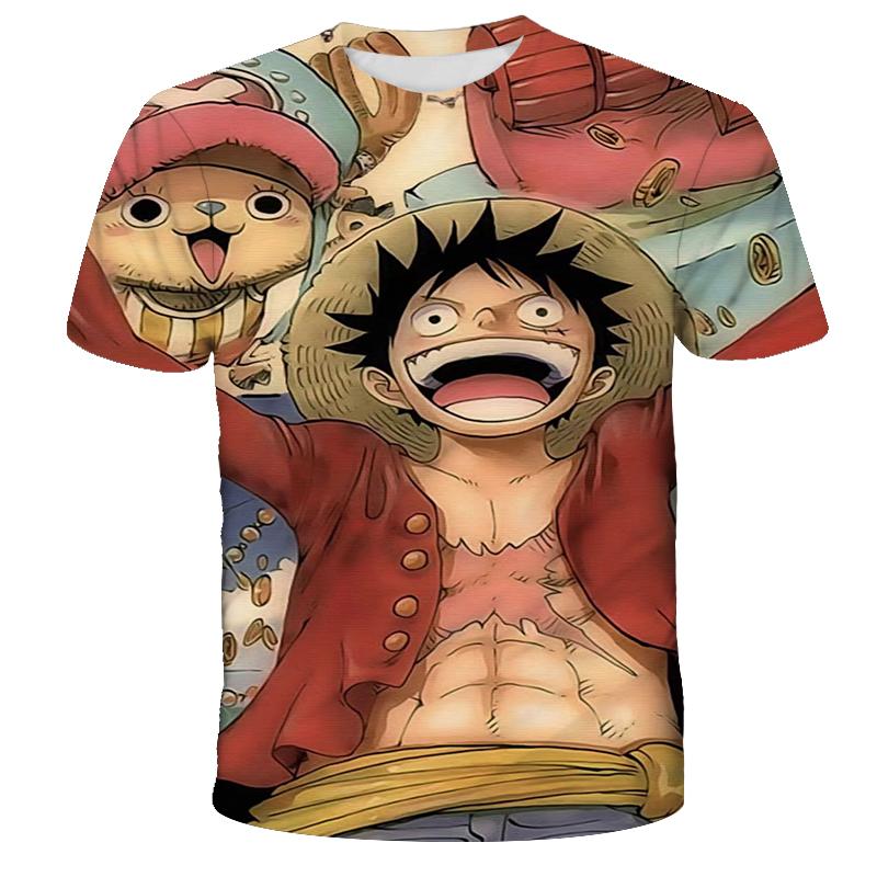 One Piece Luffy Girls T-shirt Kids Short Sleeve Children Print T-shirts Tees Boys' Casual Clothes Ghild O Neck Shirt Daily Tops