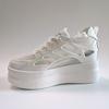 9cm Height Increasing Shoes Women Platform Sneakers Genuine Leather White Shoes Breathable Mesh Ladies Casual Shoes